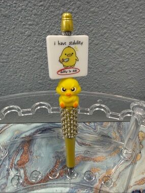 Hand Crafted  Pouty Duck Blingy Pen